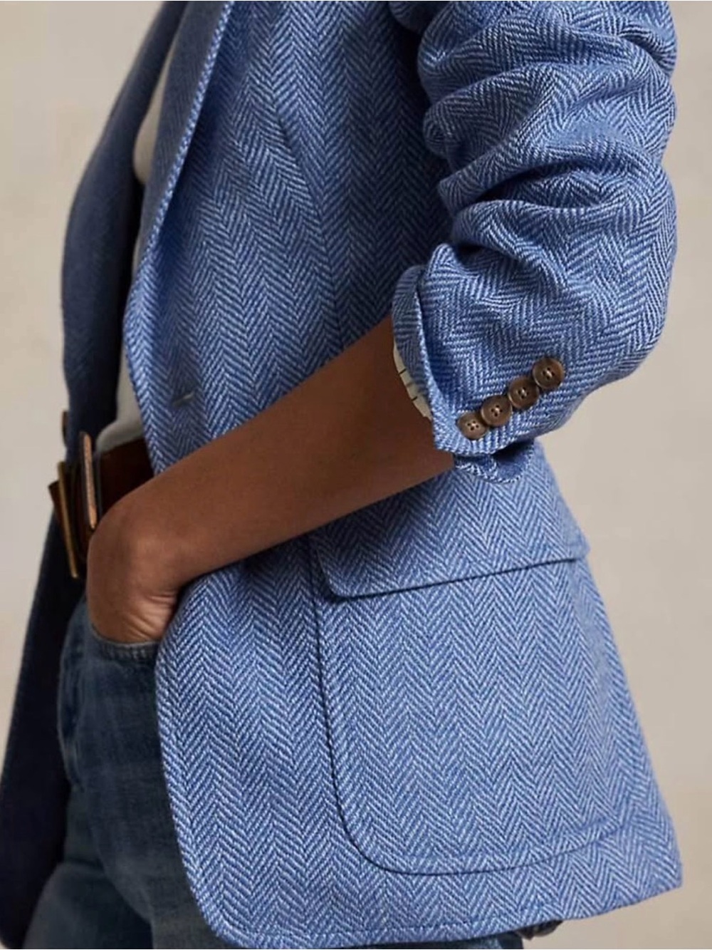 BRAND NEW Ralph Lauren Light Blue Herringbone Blazer, size 2